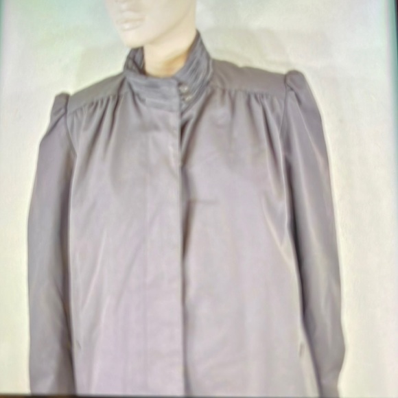 BRYANT PARK 18 VINTAGE GREY LONG TRENCH COAT 2 BUTTON COLLAR/CUFF SIDE POCKET. - Picture 1 of 6
